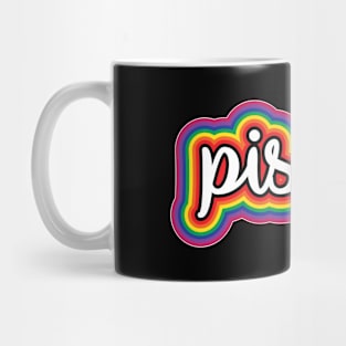 Pisces Astrology Script Typography Gay Pride Rainbow Mug